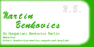 martin benkovics business card